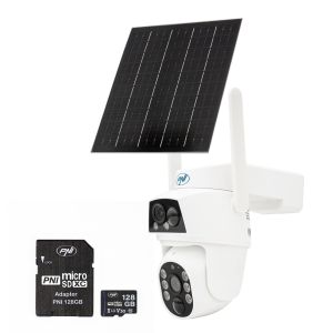 PNI IP894 GSM 4G PTZ video surveillance camera package and PNI 128GB MicroSD memory card