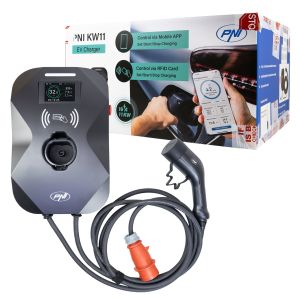 PNI KW11 charging station, 16A, 11KW, for electric cars, 85V - 415V, three-phase, Type 2 cable and 7-pin connector