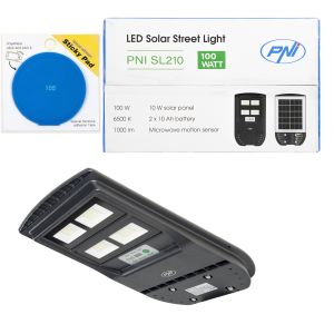 Package PNI SL210 100W Street Lighting Lamp with 10W Built-in Solar Panel and Sticky Pad Blue Included