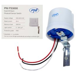 Night/day photosensor PNI FS3000 25A, 3000W, outdoor